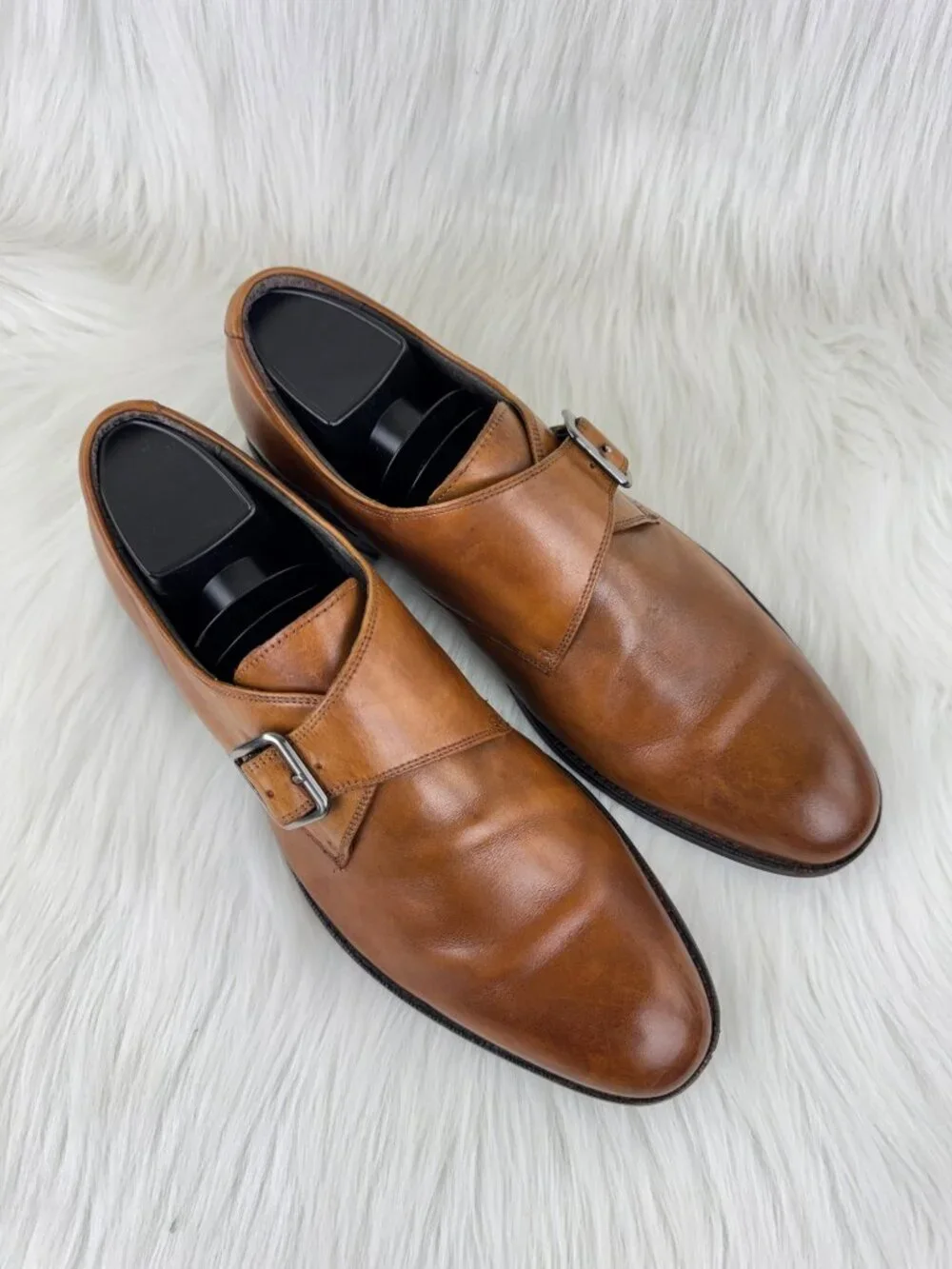 Joseph Abboud Dixon Single Monk Strap Dress Shoes Loafers Sz US 9.5 Light Brown